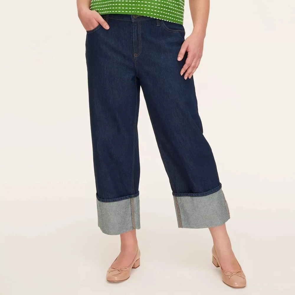 Size 10 | Women's High-Rise Straight Leg Wide Cuff Jeans kate spade